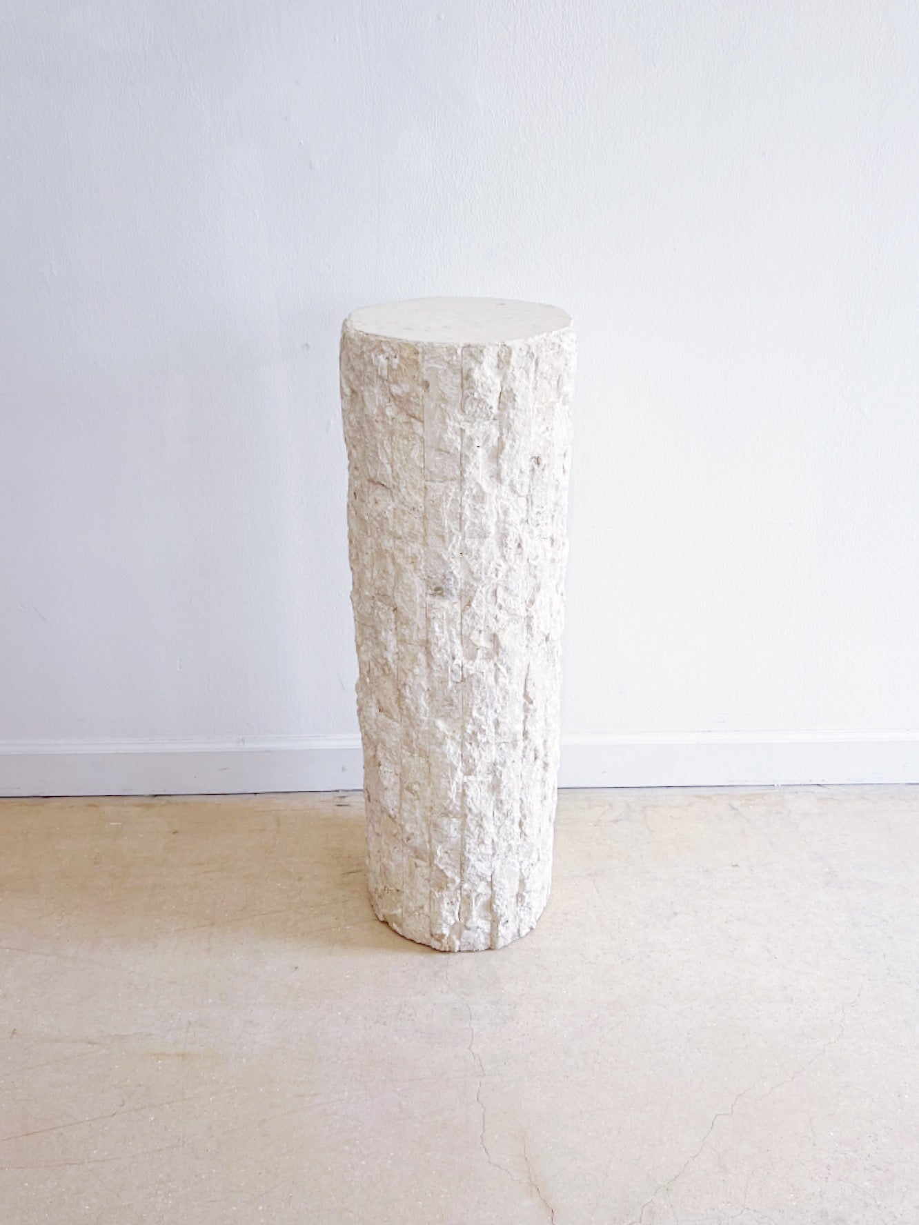 White Tessellated Stone Circular Pedestal - Rehaus