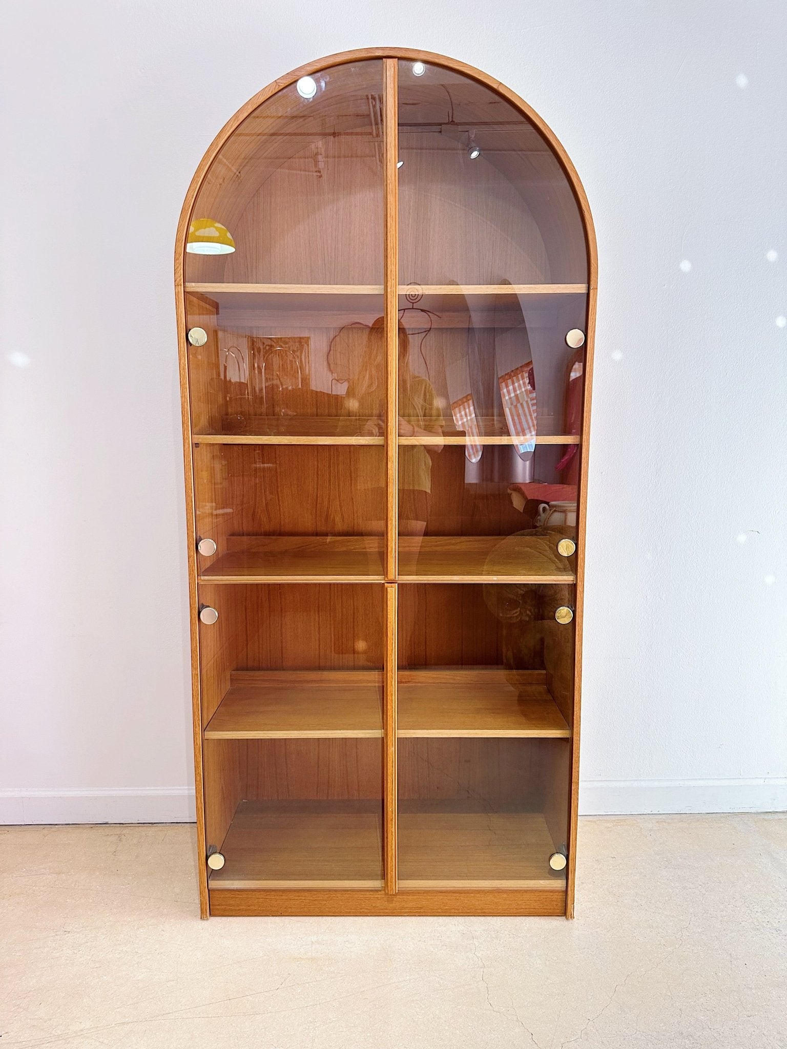 Wood Arch Glass Bookcase Cabinet, made in Belgium - Rehaus